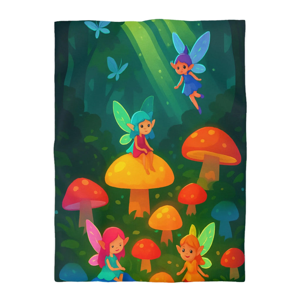 Enchantez Votre Chambre avec Housse de Couette Fées Colorées et Champignons Magiques