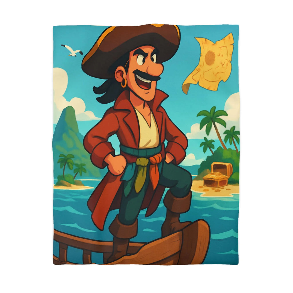 Housse de couette enfant pirate aventure tropicale avec carte au trésor joyeuse