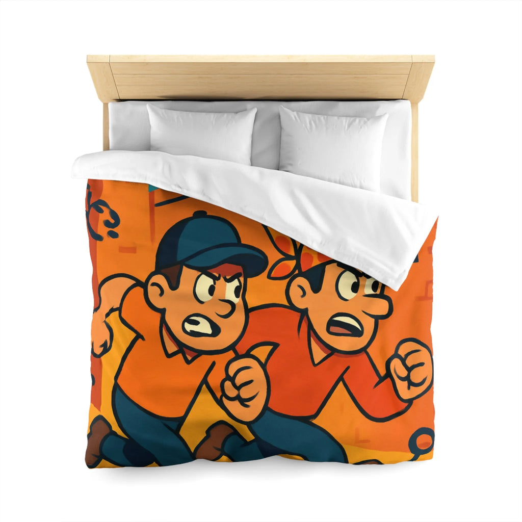 Housse de couette cartoon évasion prisonniers, ambiance aventure et couleurs vives captivantes
