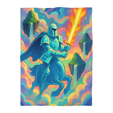 Chevalier Mystique et Centaure Bleu sur Nuages avec Épée Enflammée Fantastique