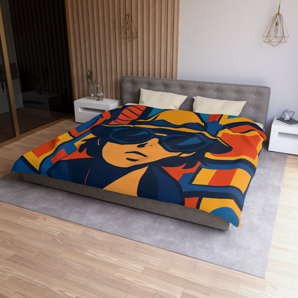 Housse de couette moderne avec motif urbain rétro pop art aux couleurs vibrantes