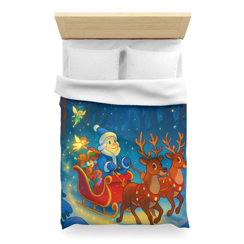 Housse de Couette Enchantée avec Lutin Magique, Fées Lumineuses et Rennes Pétillants dans Forêt