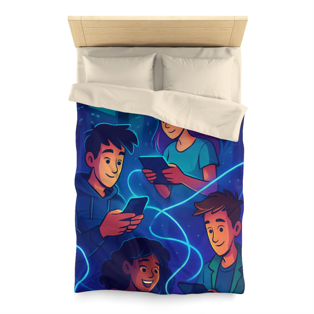 Housse de couette numérique moderne avec design connecté et technologie urbaine futuriste