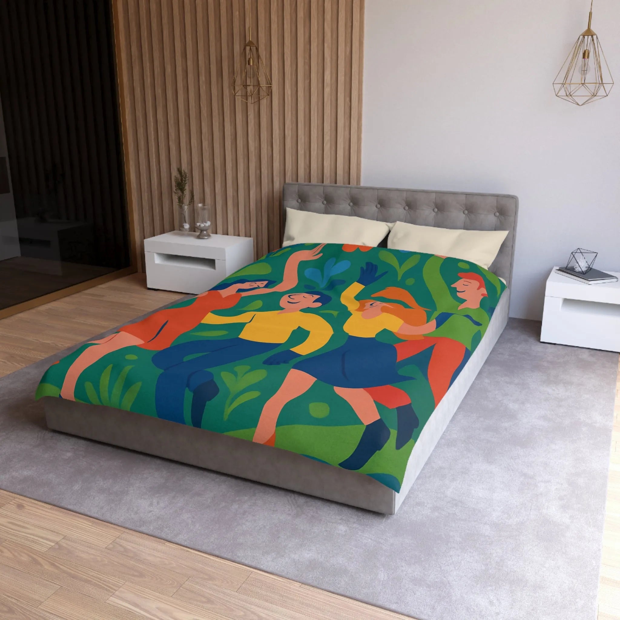 Housse de Couette Colorée Inspirée par la Danse et la Nature avec Fleurs Animées