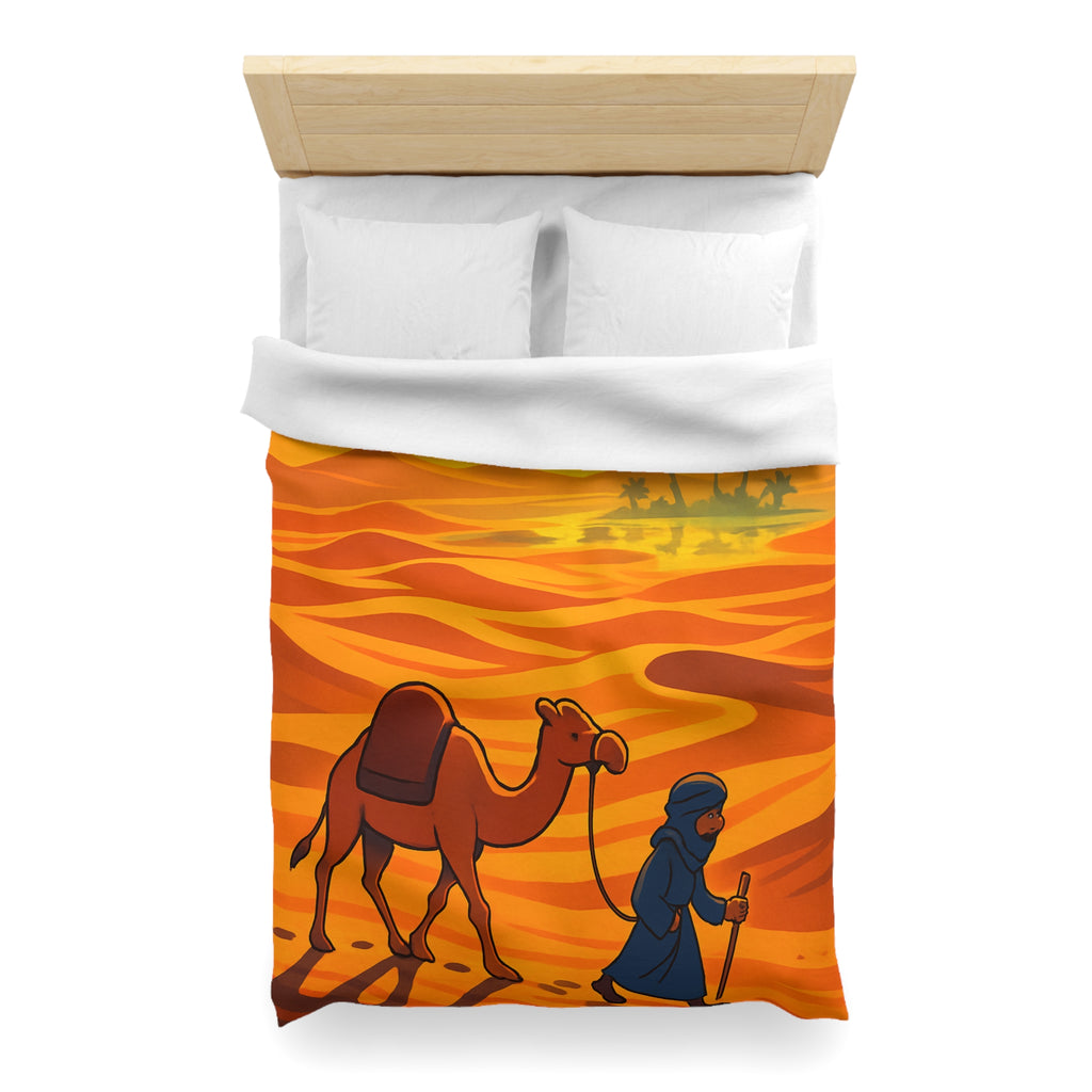 Sublime illustration de désert avec dromadaire et oasis pour housse de couette exotique