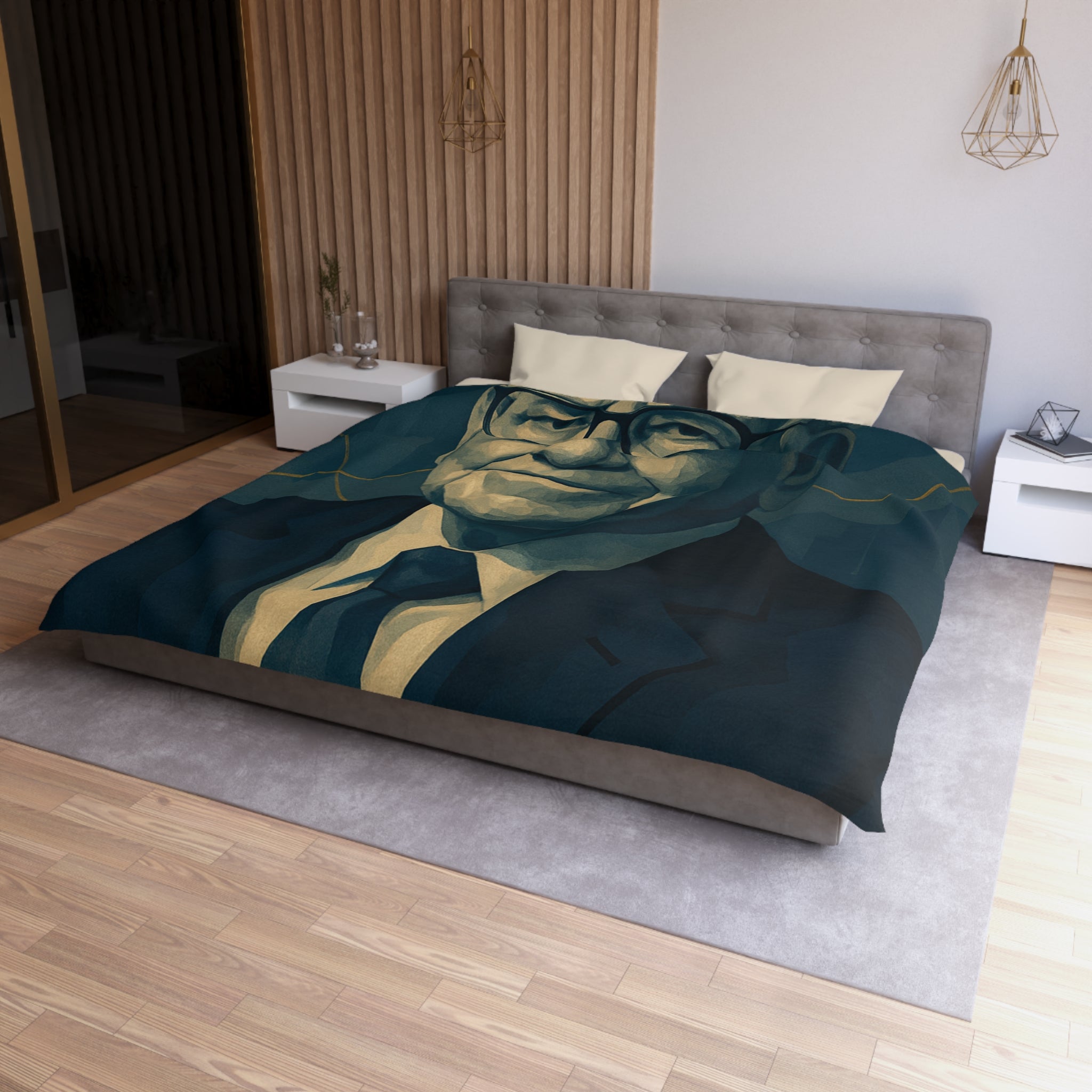 Housse de Couette Microfibre Motif Créatif Original Style Contemporain Chambre Élégante