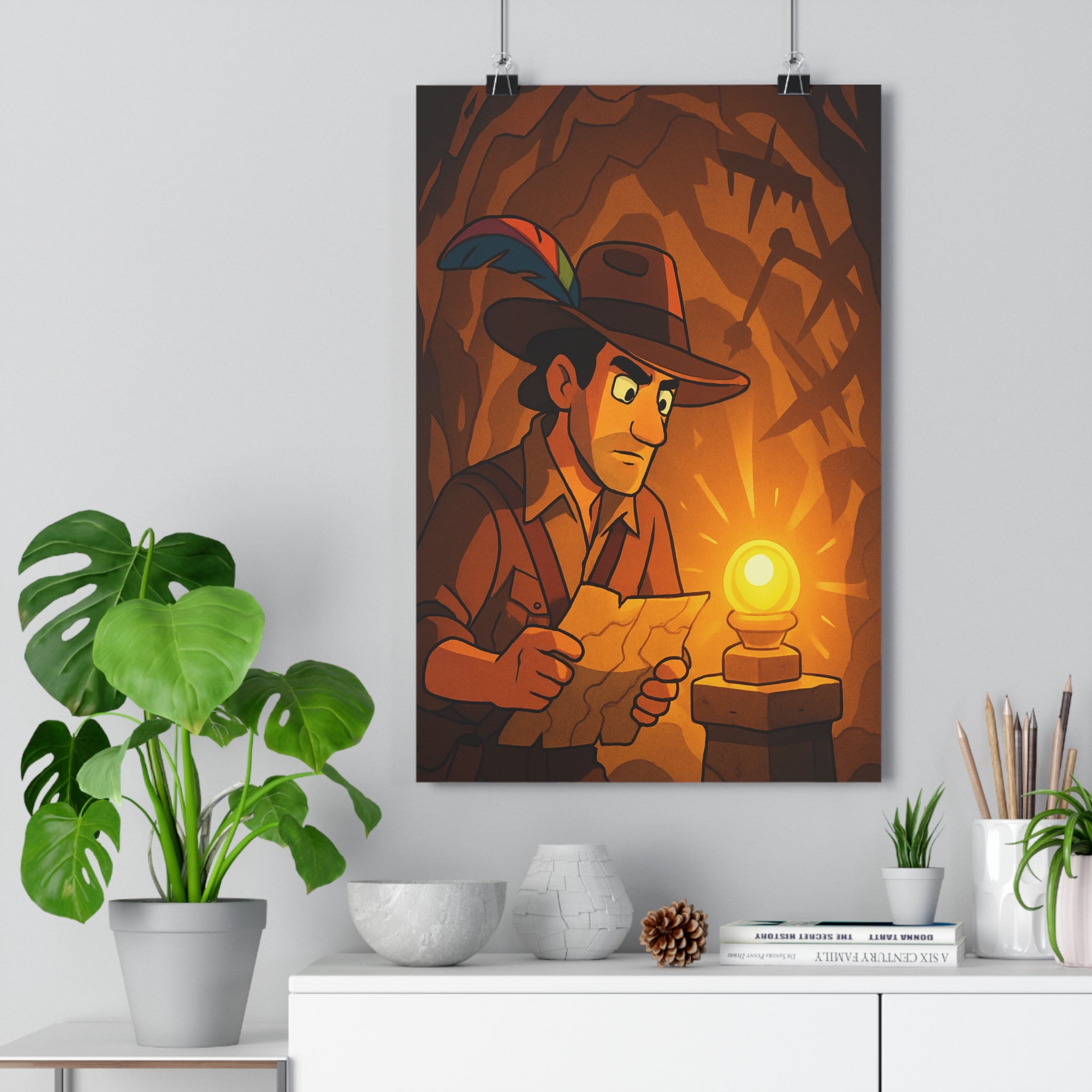 Poster décoratif anime aventure mystère bureau caverne lumineux chaud exploration moderne 30x46 cm chambre