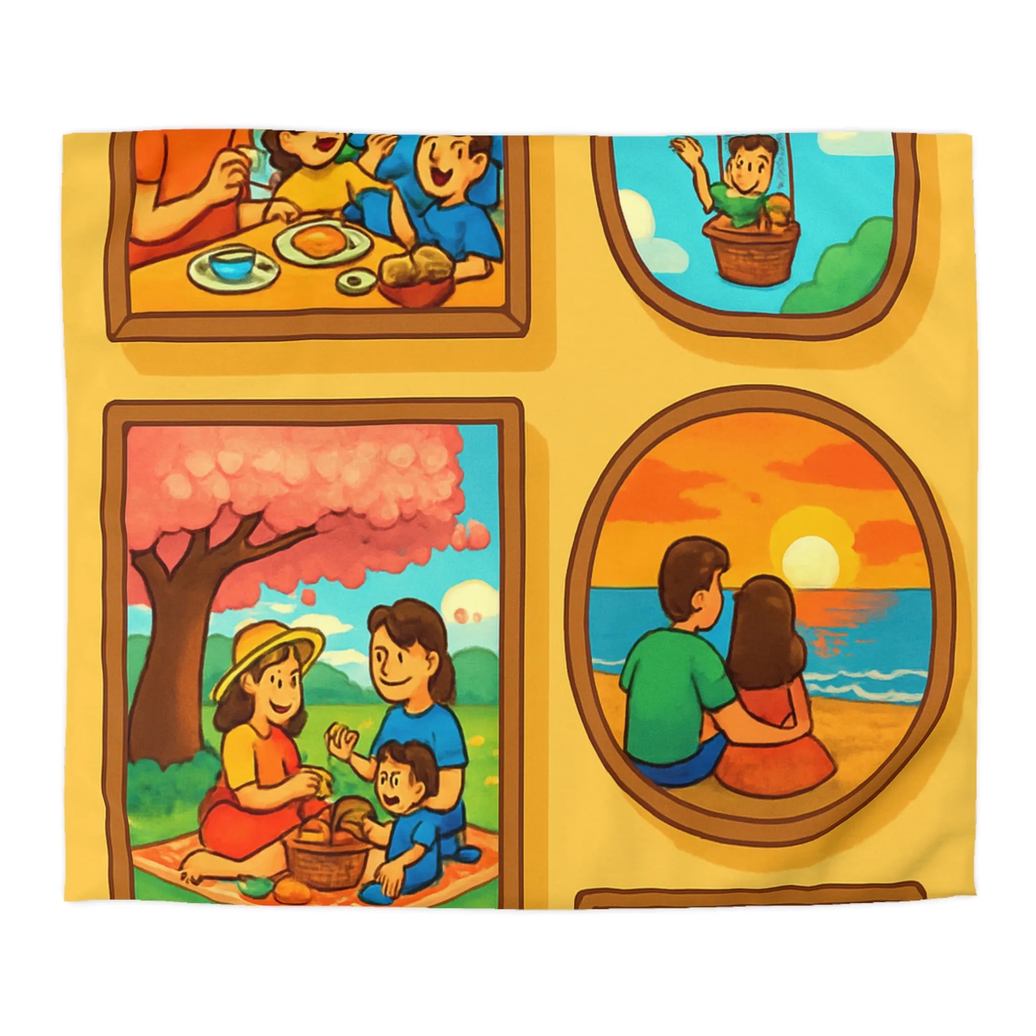 Housse de couette imprimée scènes chaleureuses de famille pour chambre à coucher confortable