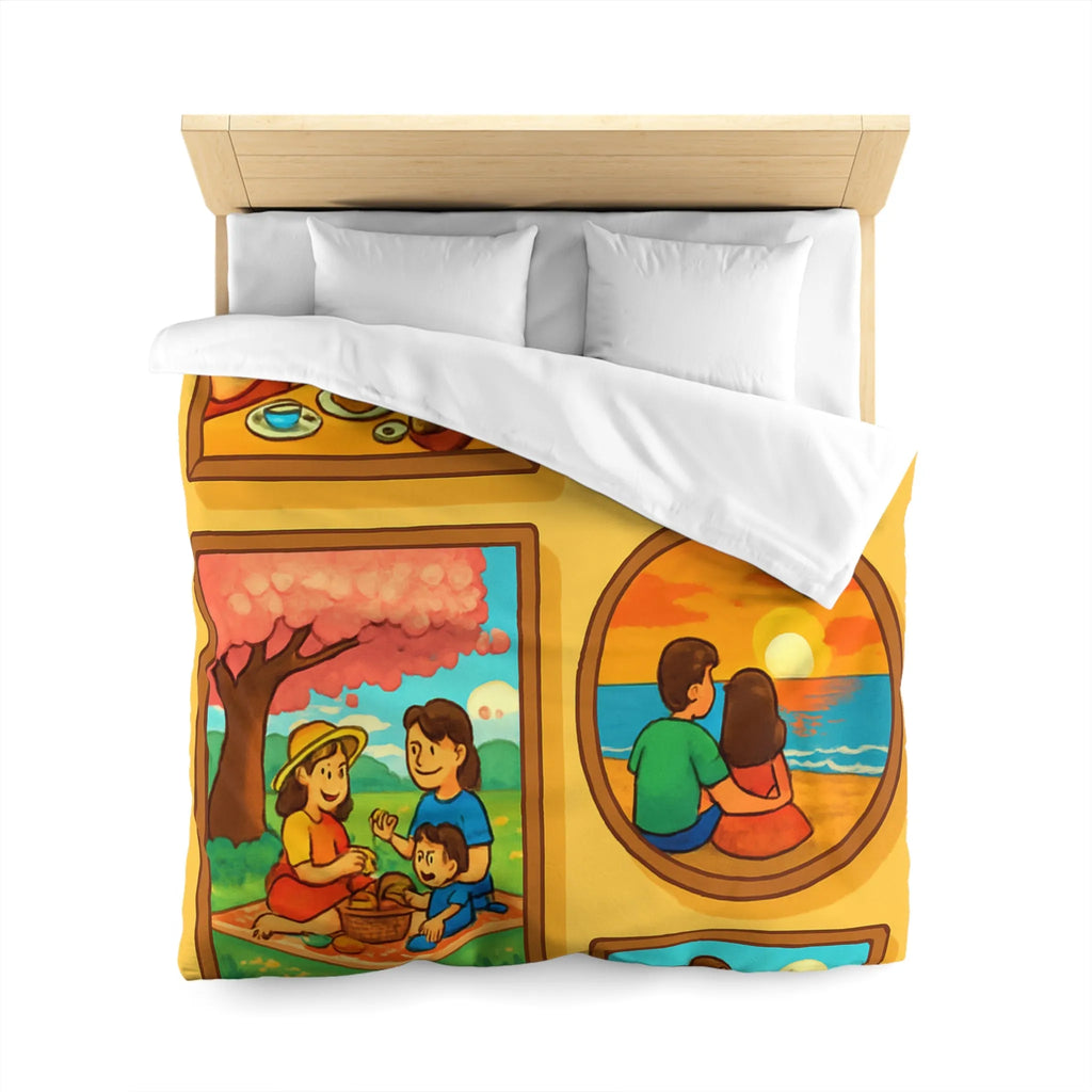 Housse de couette imprimée scènes chaleureuses de famille pour chambre à coucher confortable