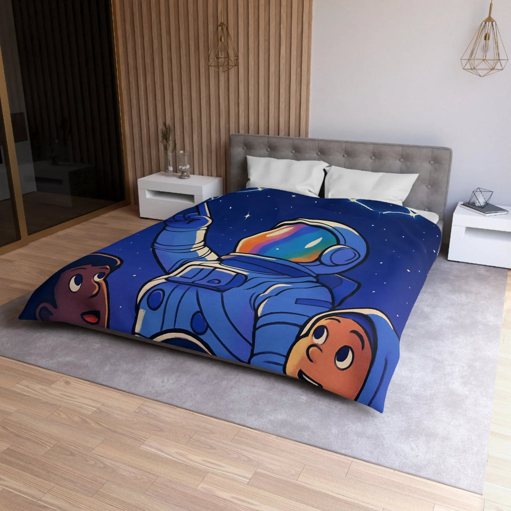 Housse de Couette Astronaute Enfants Étoiles Cœur Paix Nuit Céleste Magique Rêveuse