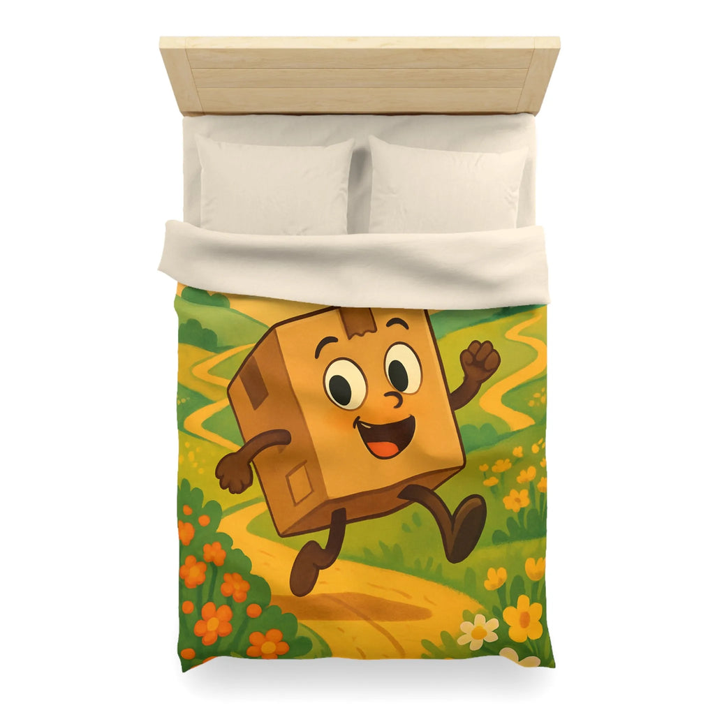 Housse de couette joyeuse avec paysage printanier et boîte sautillante amicale