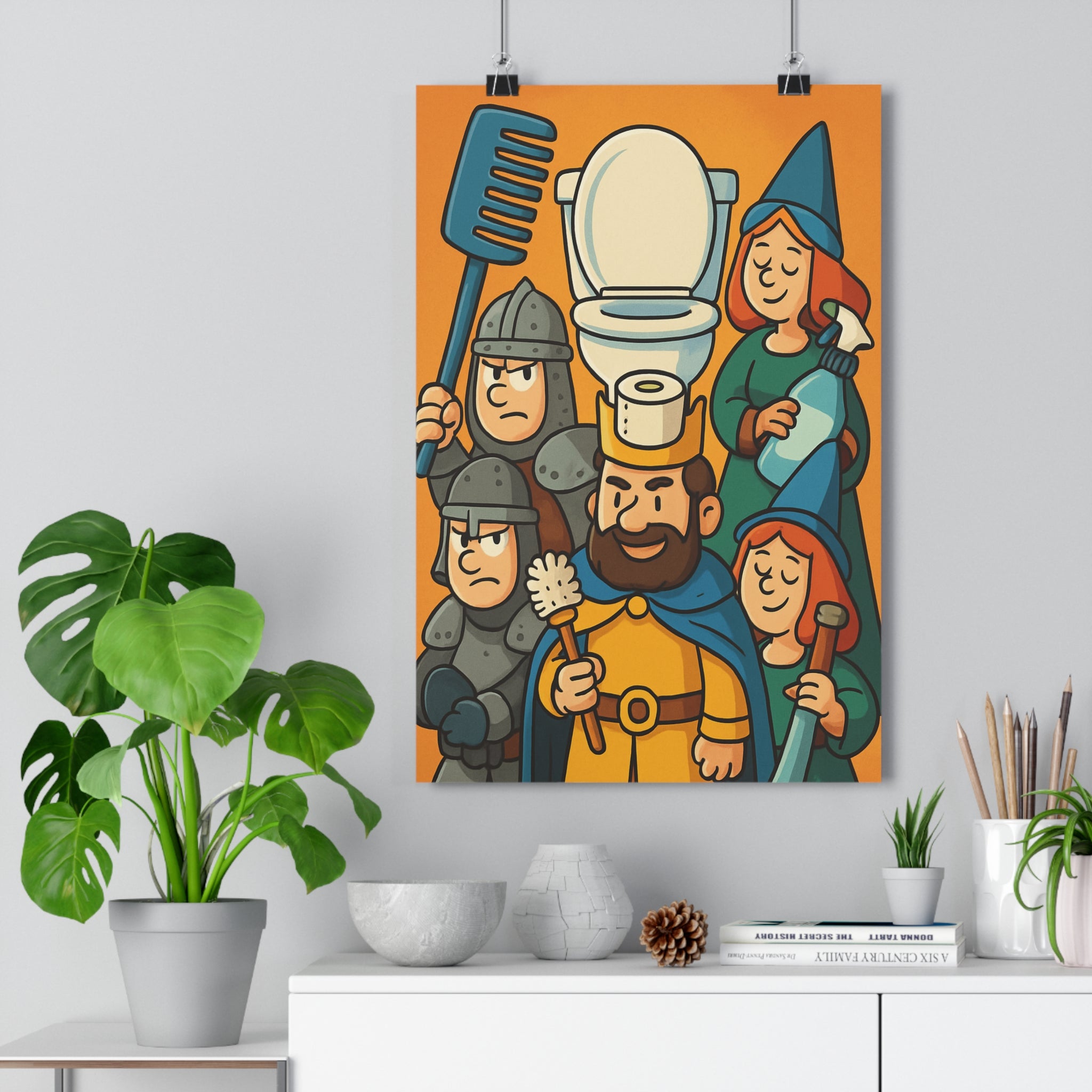 Poster décoratif humoristique médiéval coloré joyeux salon chambre art mural ludique original unique qualité