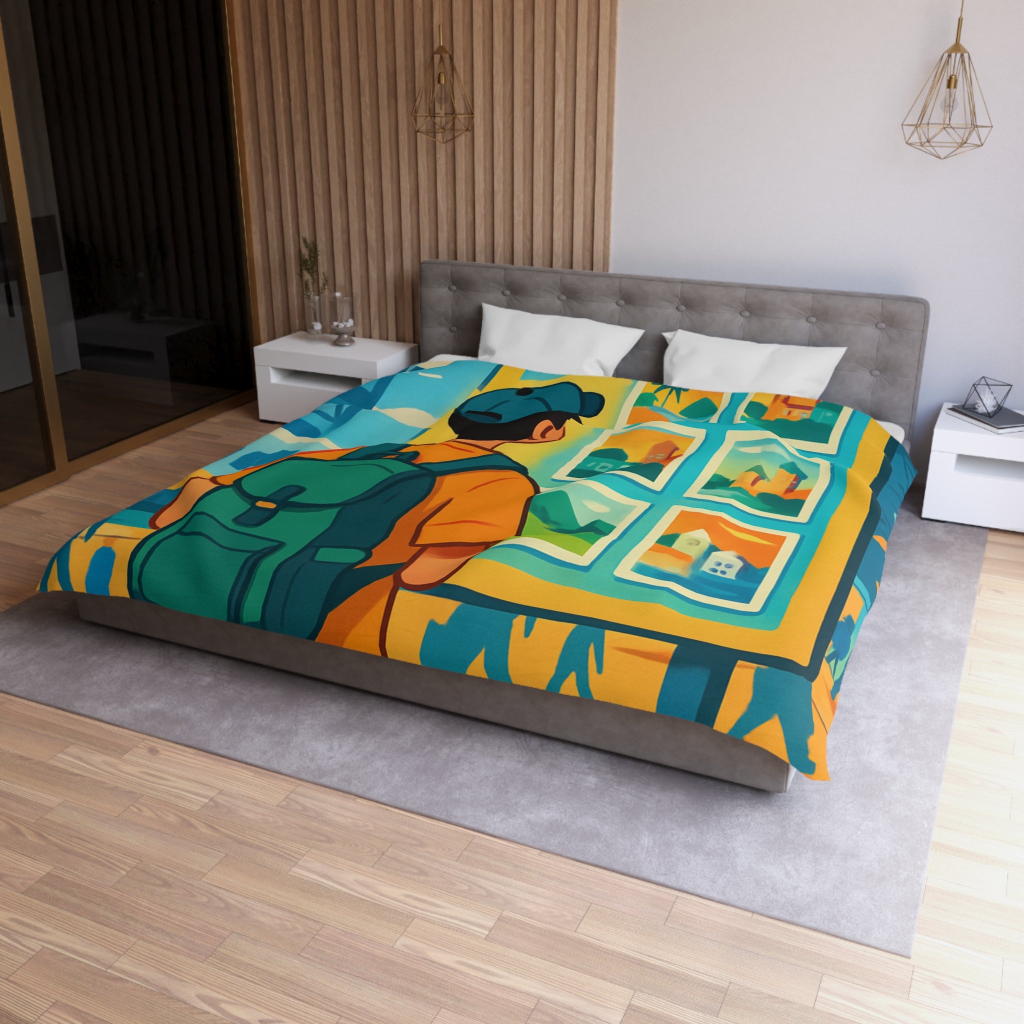 Housse de Couette Microfibre Design Artistique Moderne Décoration Chambre Confort Premium