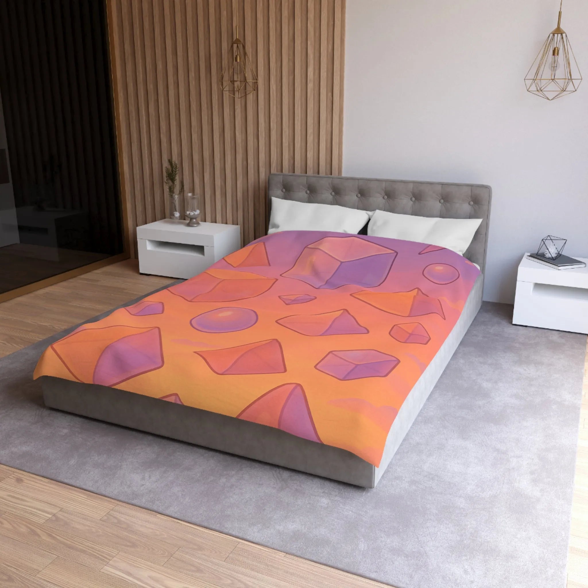 Housse de couette avec motifs géométriques colorés style moderne ambiance sereine et apaisante