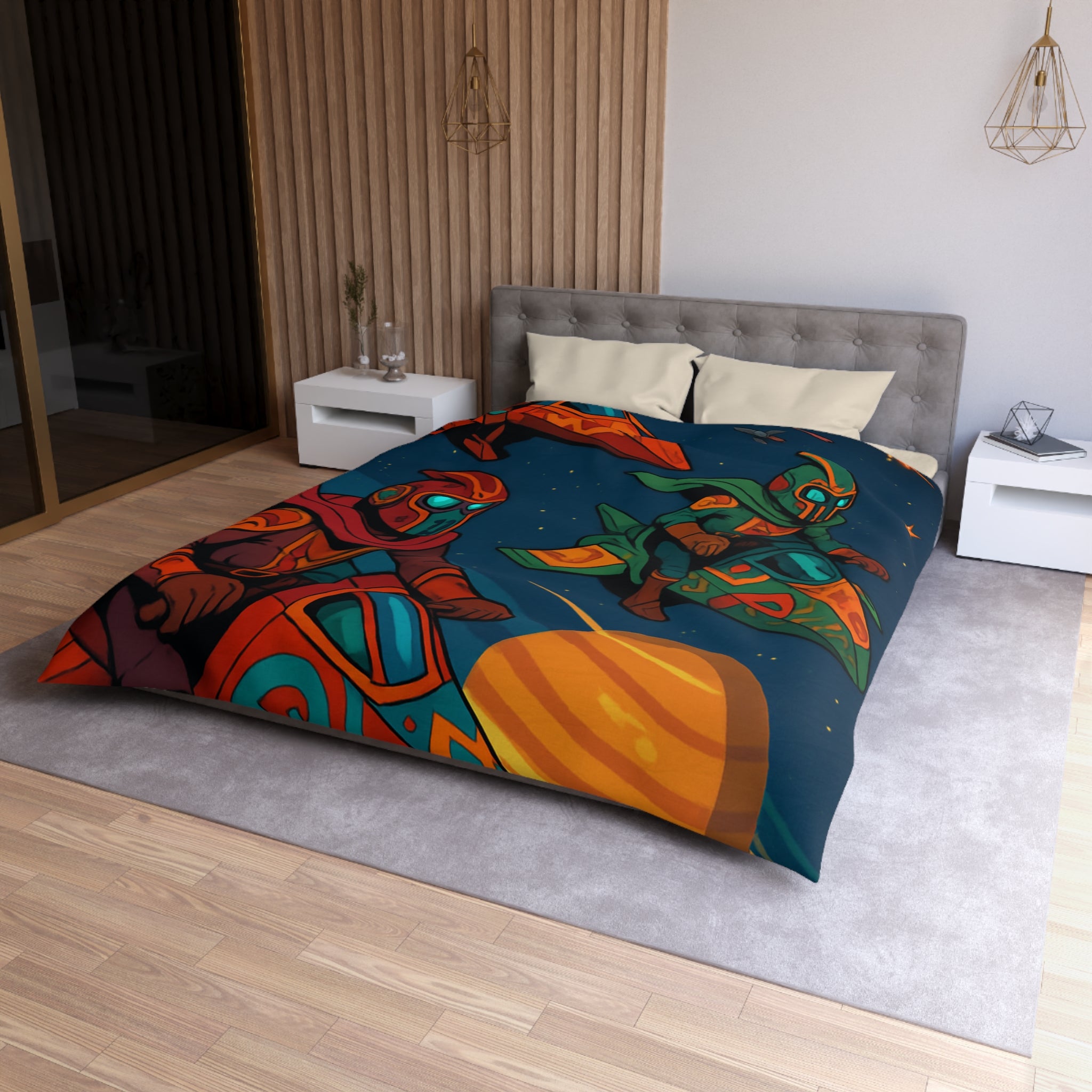 Housse de Couette Microfibre Motif Créatif Original Style Contemporain Chambre Élégante