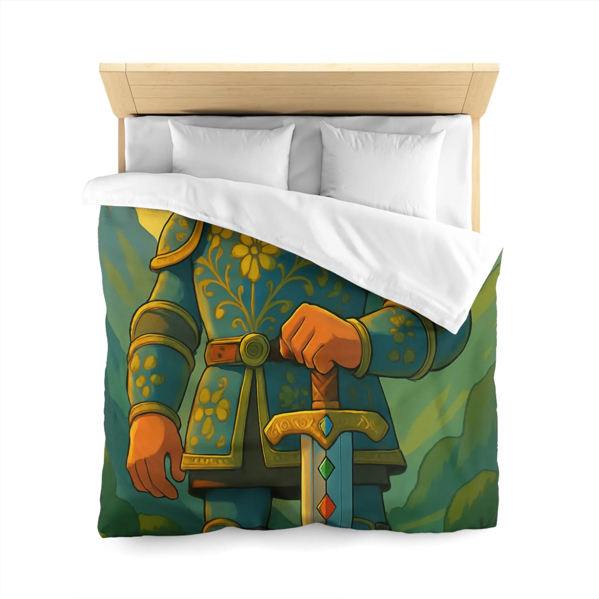 Housse de Couette avec Chevalier Illustré dans Paysage Montagneux Écossais pour Chambre Enfant