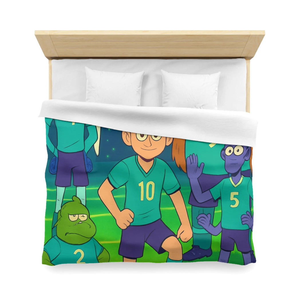 Housse de Couette Football Enfants Dessins Animés Fantastiques avec Joueurs et Effets Colorés