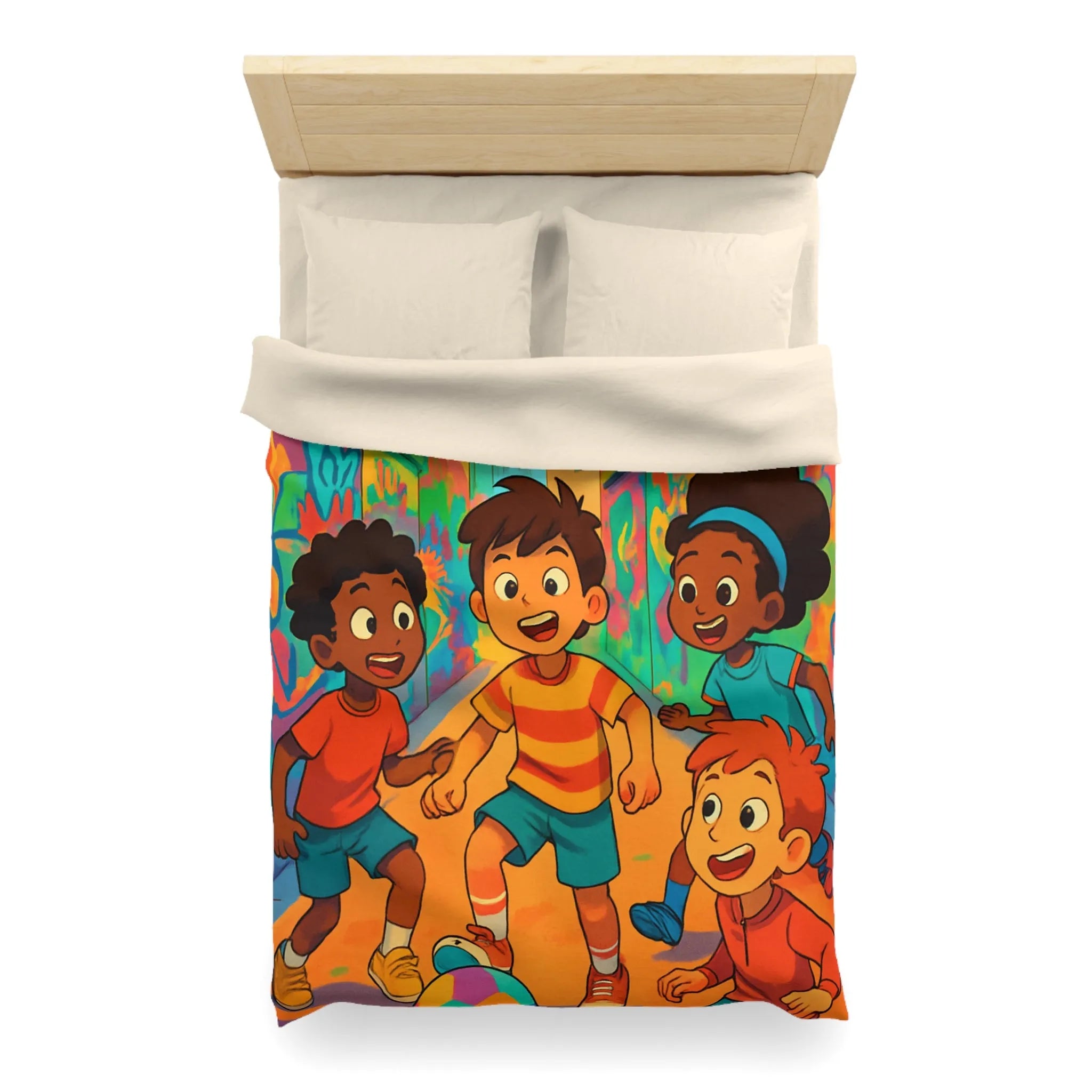 Housse de Couette Microfibre Art Graphique Contemporain Style Décoratif Chambre Tendance