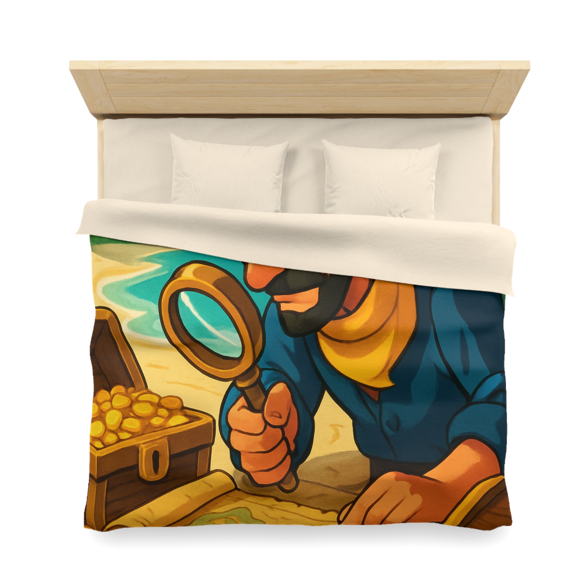 Housse de couette pirate au trésor tropical pour chambre d'enfant aventureuse