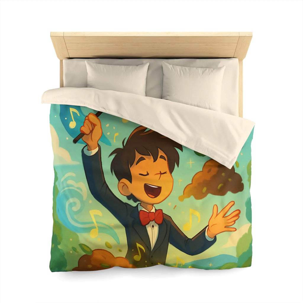 Housse de couette magique avec chef d'orchestre et notes musicales colorées animées