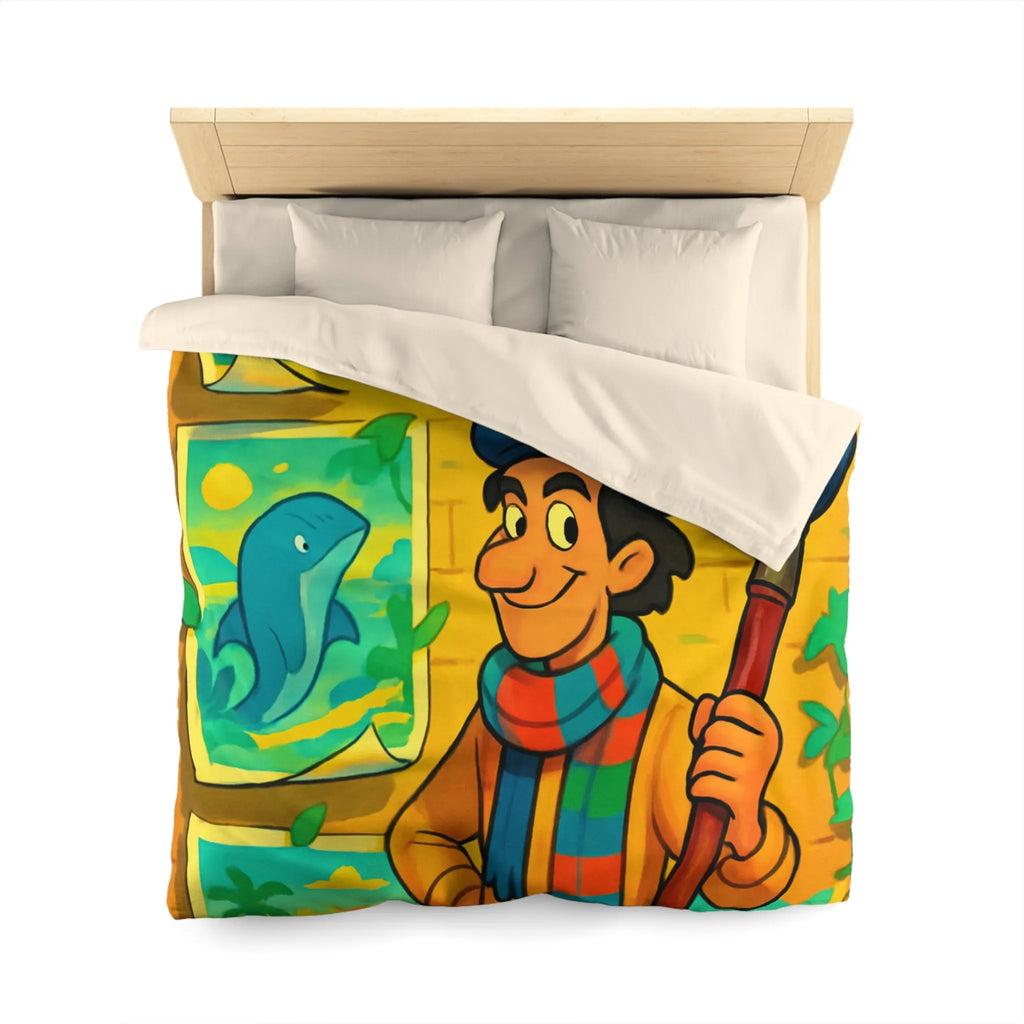 Housse de Couette Microfibre Art Graphique Contemporain Style Décoratif Chambre Tendance