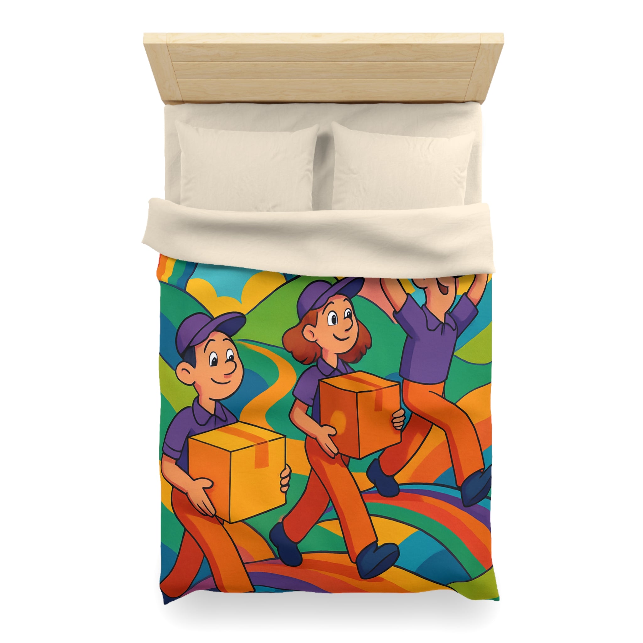 Housse de Couette Microfibre Design Artistique Moderne Décoration Chambre Confort Premium