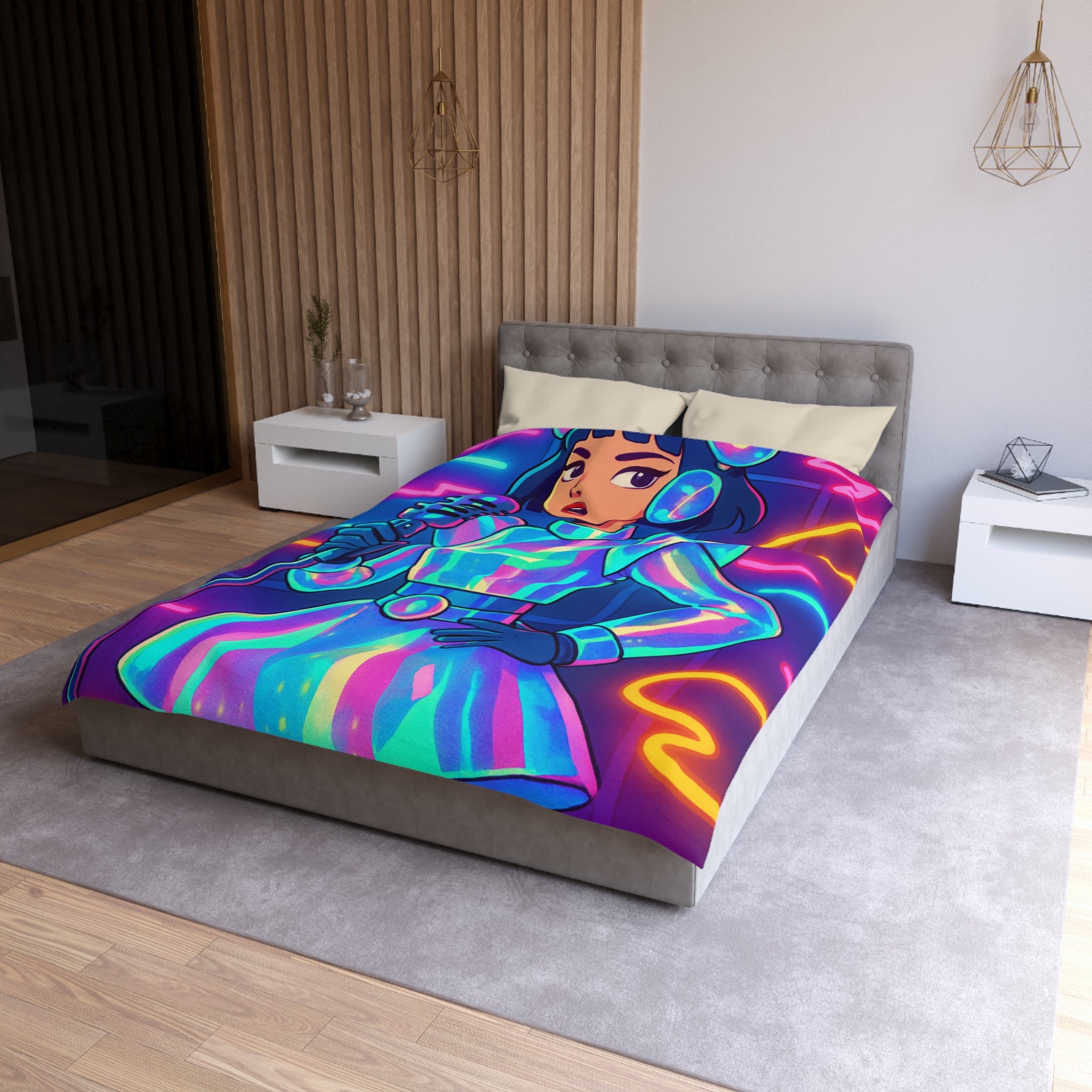 Housse de Couette Microfibre Design Artistique Moderne Décoration Chambre Confort Premium