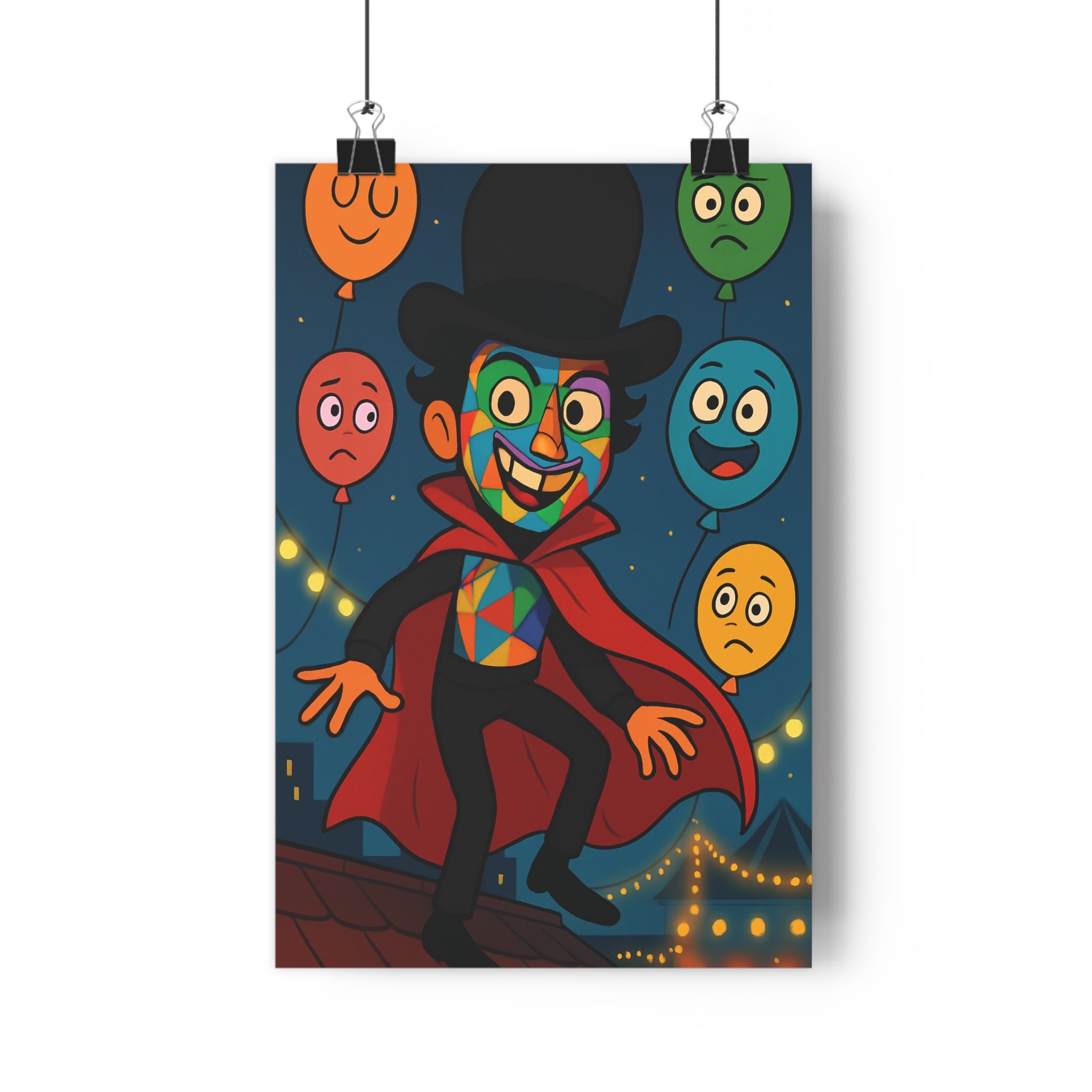 Poster décoratif cartoon multicolore joyeux enfant chambre salon personnage mystique lumineux original intrigant ambiance