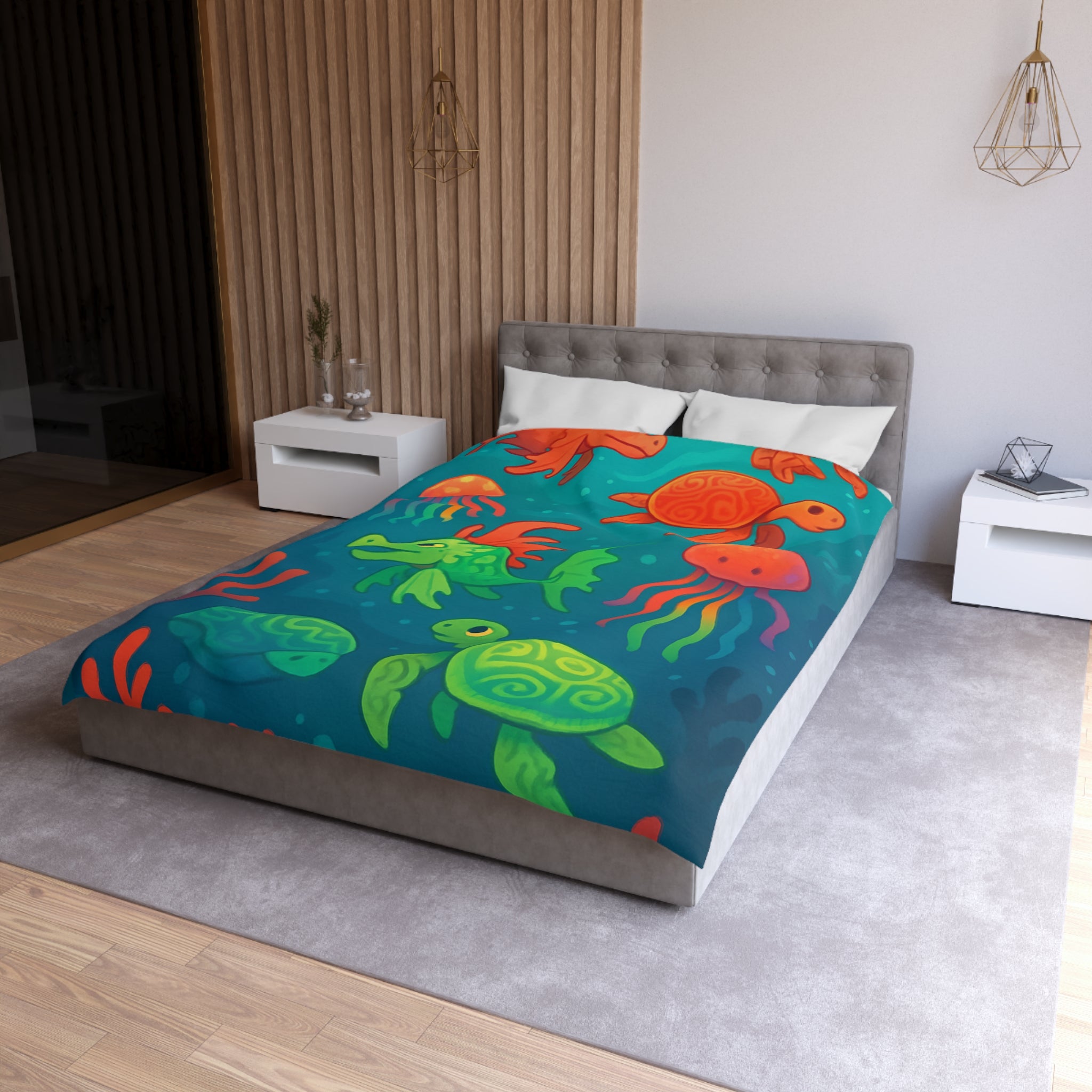 Housse de Couette Microfibre Illustration Unique Design Moderne Décoration Intérieure Raffinée