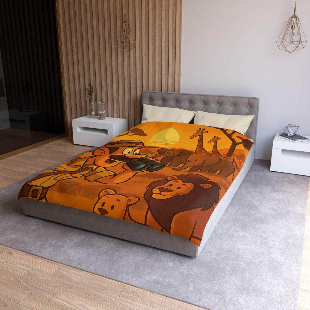 Housse de couette safari au coucher de soleil avec animaux d'Afrique pour enfants