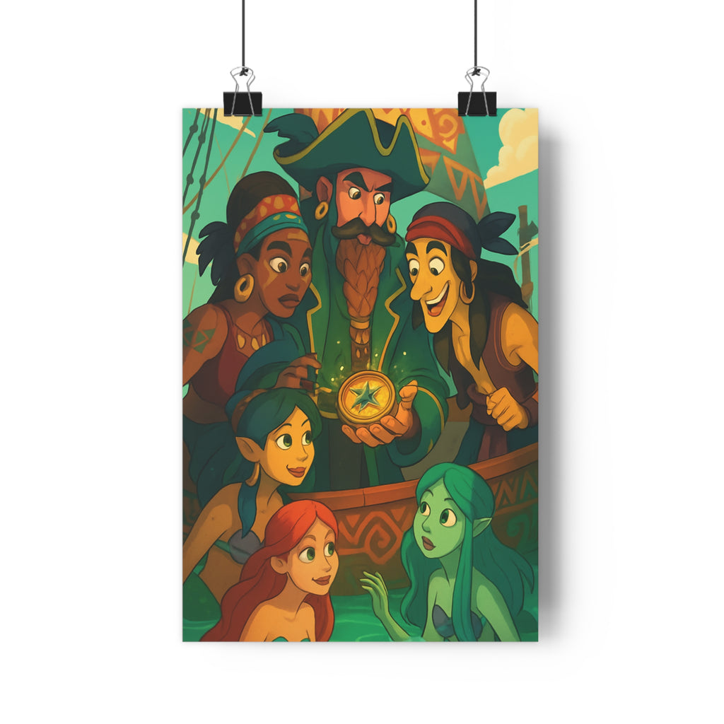 Poster décoratif cartoon aventure mystère pirate enfant tribu fantastique vibrant chambre exploration mur marin