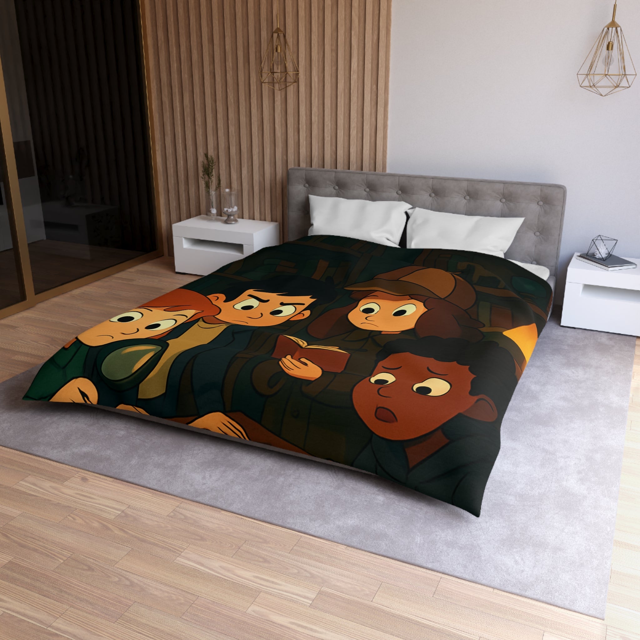 Housse de Couette Microfibre Motif Créatif Original Style Contemporain Chambre Élégante