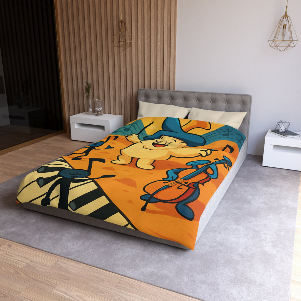 Housse de Couette Musicale Enfantine avec Chef d'Orchestre et Musiciens Fantaisistes