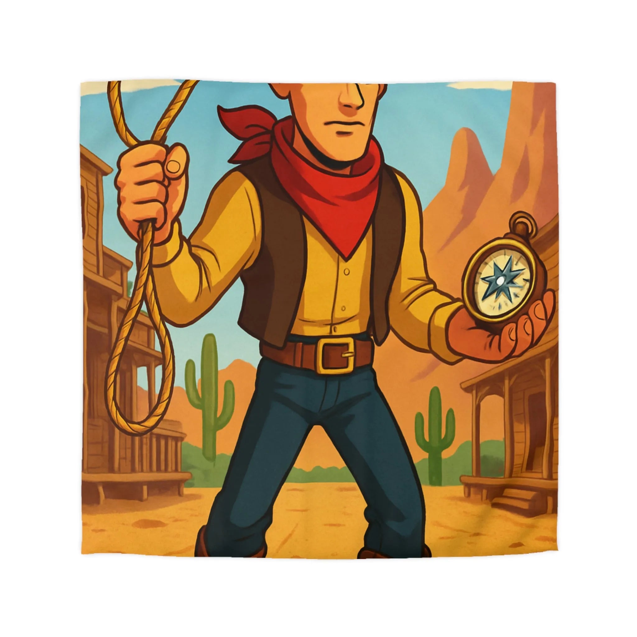 Cowboy Cartoonesque dans le Désert, Lasso et Boussole, Aventure Far West Humoristique