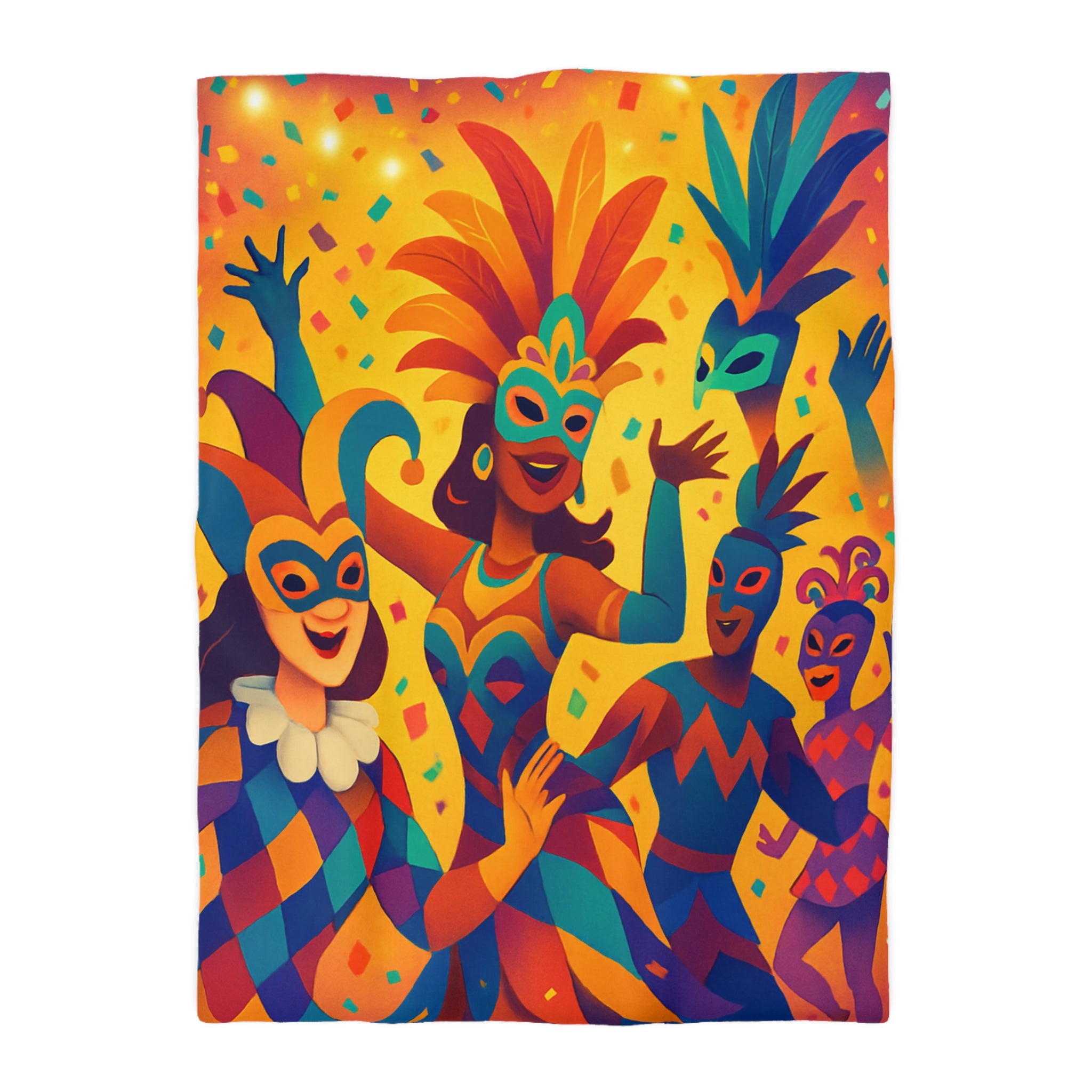 Housse De Couette Multicolore Carnaval Masqué Pour Fête Vibrante Et Ambiance Festive