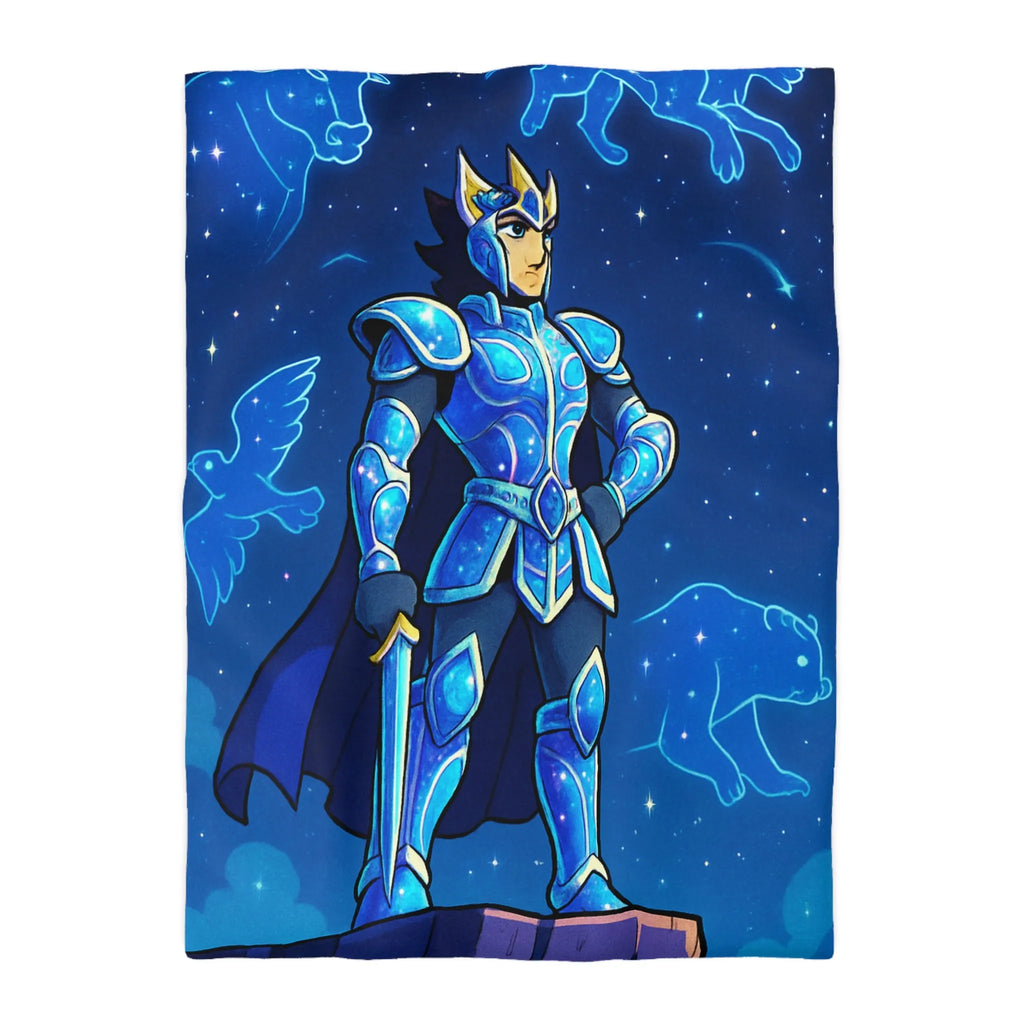 Housse de couette chevalier céleste avec constellations animales bleu nuit magique