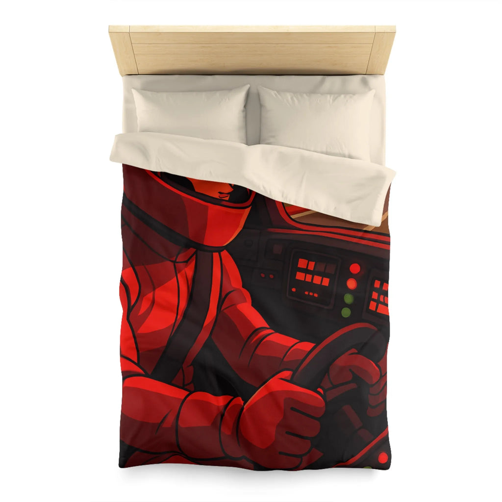 Housse de couette dynamique motif pilote de course rouge en automobile sportive