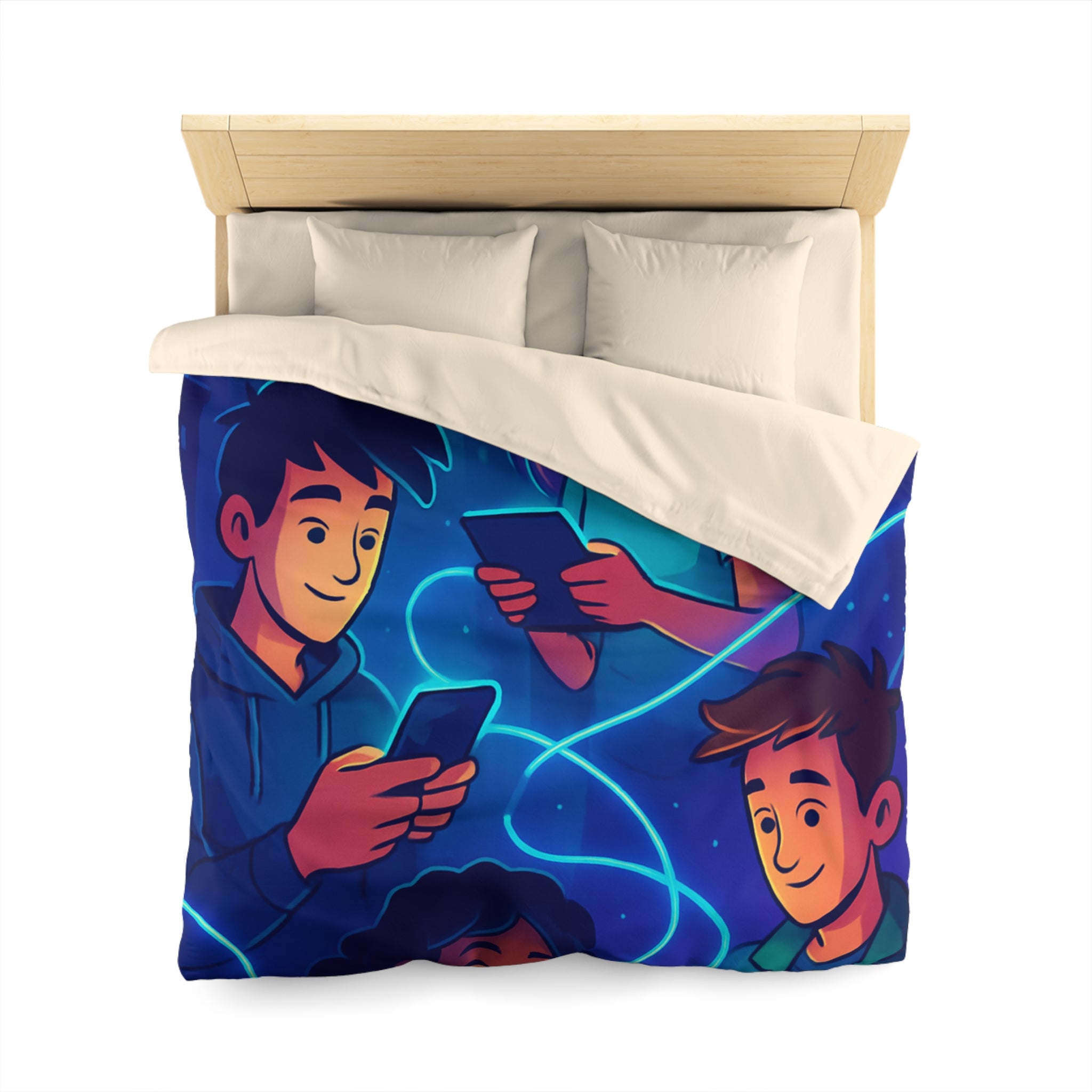 Housse de couette numérique moderne avec design connecté et technologie urbaine futuriste