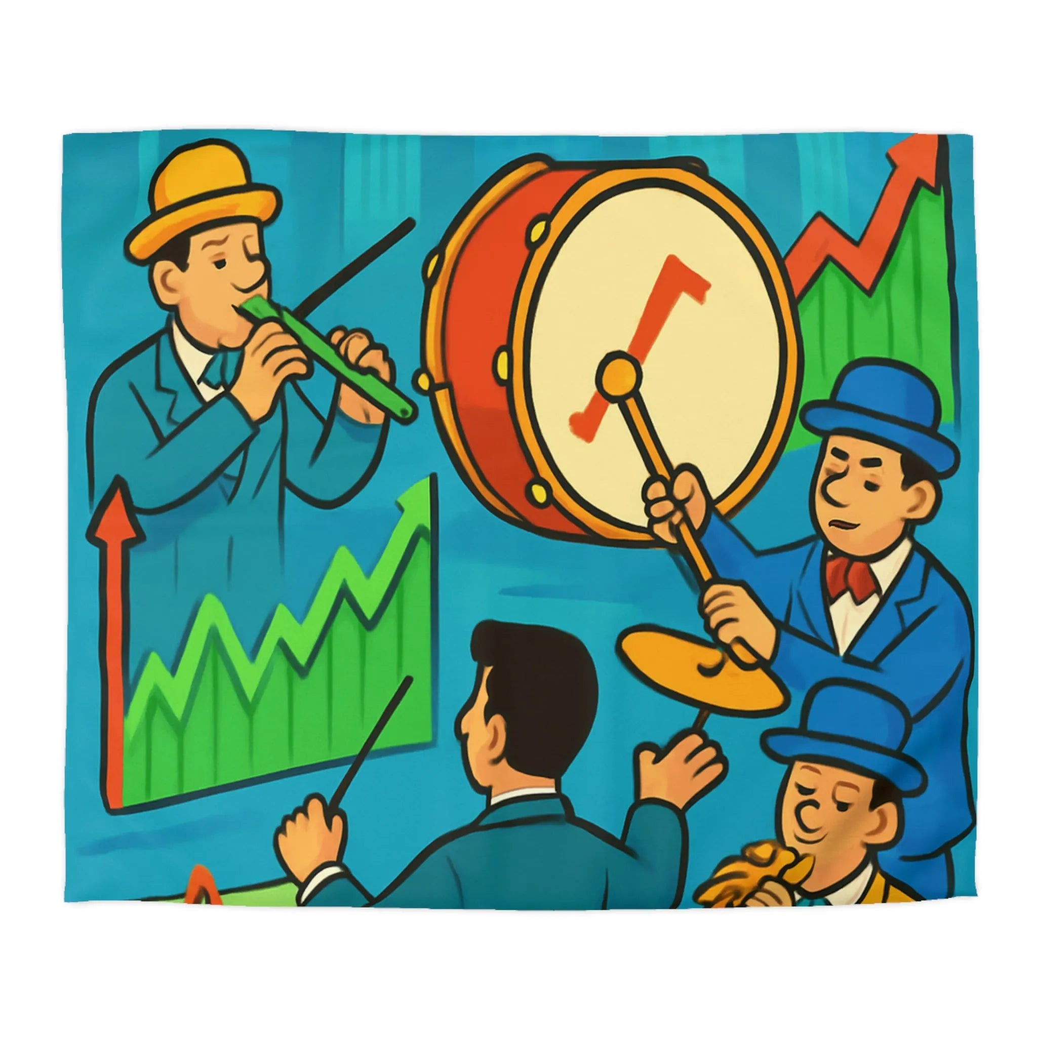 Housse de Couette Design Musiciens et Graphiques de Croissance pour Chambre Moderne