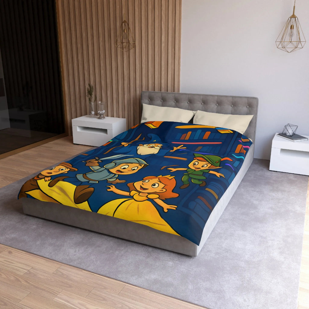 Housse de Couette Enchantée pour Enfants avec Contes Magiques et Personnages Historiques Colorés