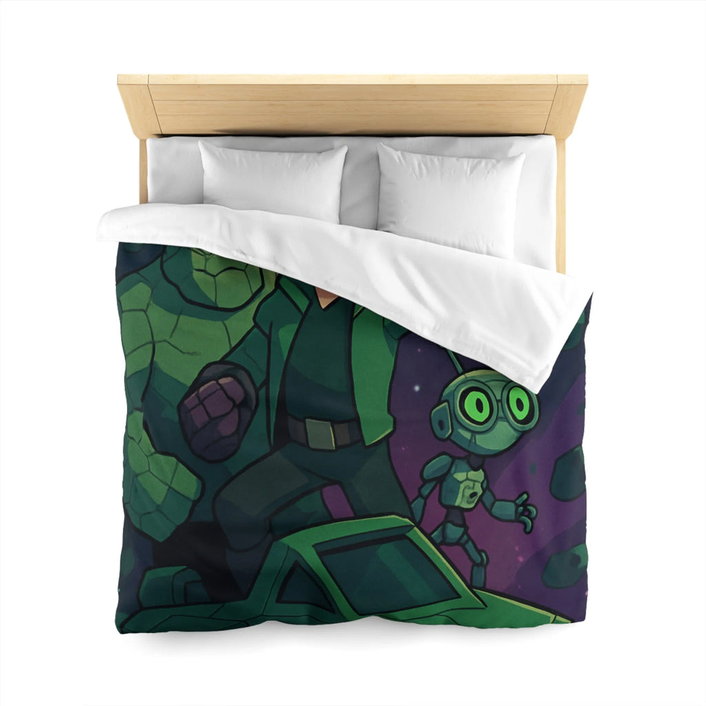 Housse de Couette Espace Aventure avec Robot et Héros sur Fond Galactique