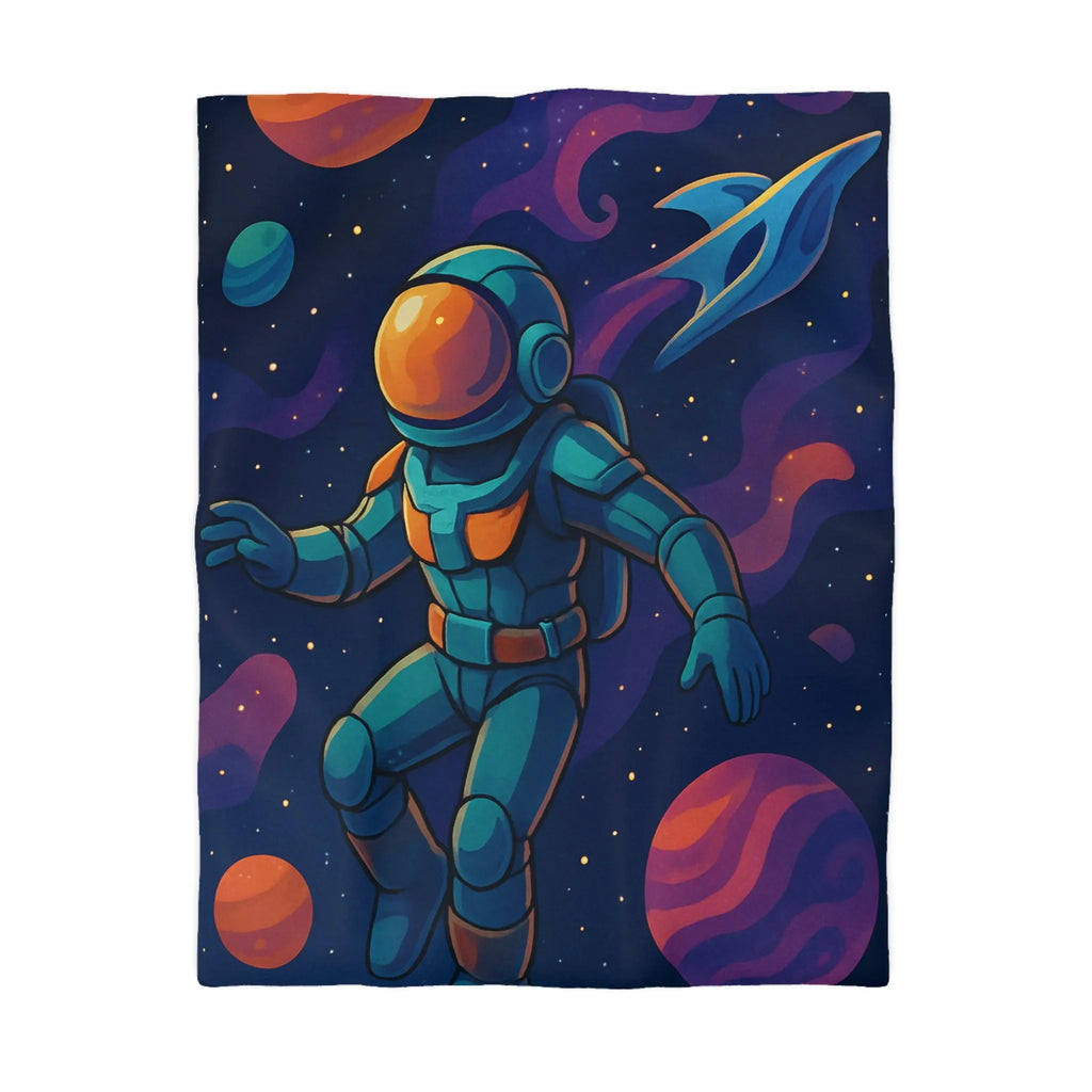Housse de couette astronaute galactique colorée pour une chambre à thème spatial enfant