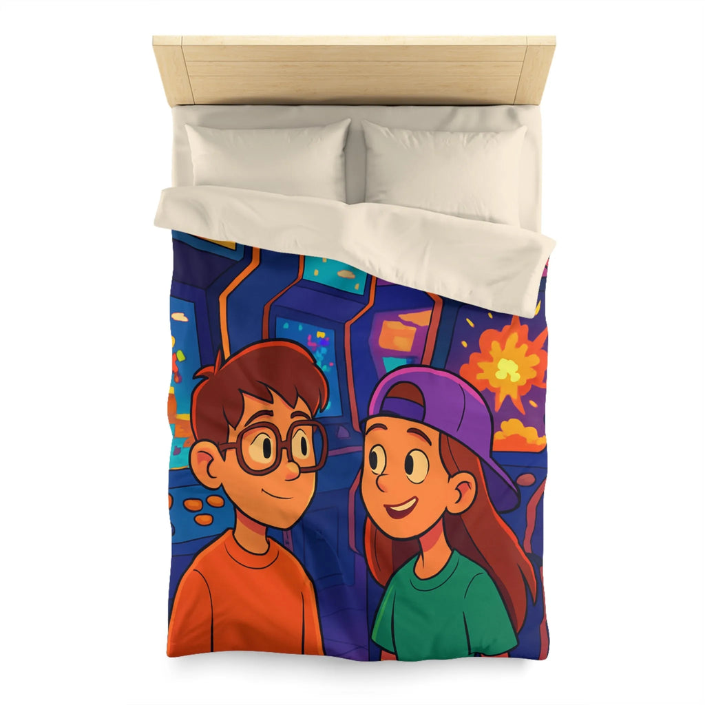 Housse de couette colorée arcade rétro néon pour gamers adolescents ambiance années 80