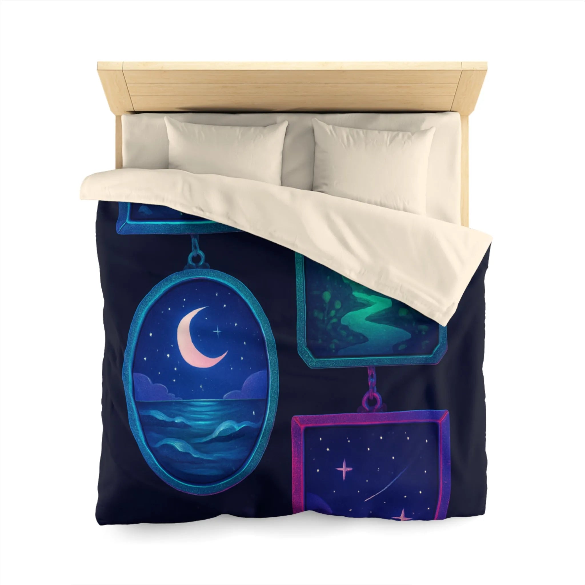 Housse de couette enchanteur avec motifs célestes et paysages rêveurs pour chambres relaxantes