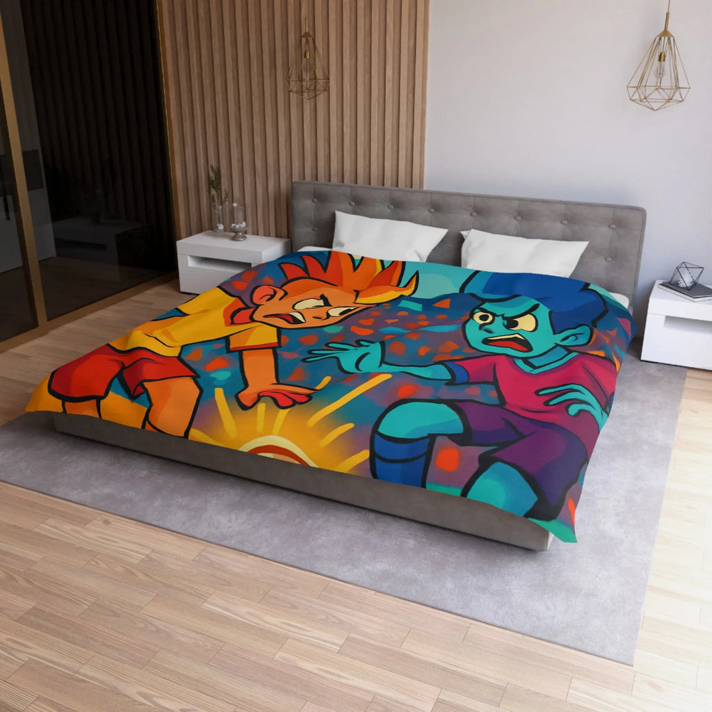 Housse de Couette Colorée pour Enfants avec Joueurs de Football Sur Fond Arc-en-ciel