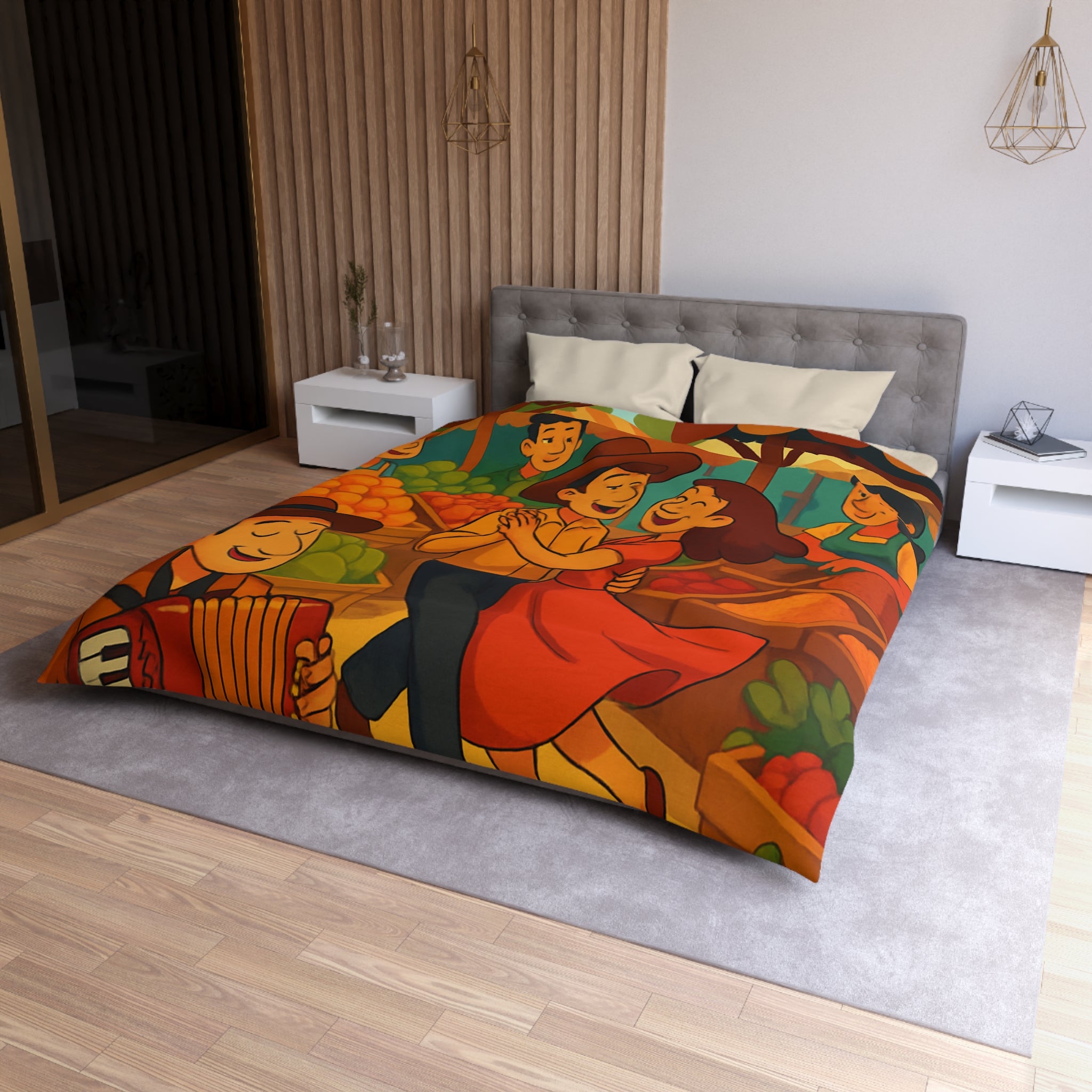 Housse de Couette Microfibre Design Artistique Moderne Décoration Chambre Confort Premium