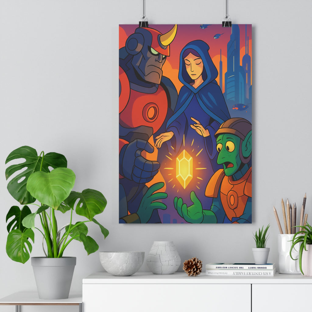 Poster décoratif cartoon futuriste bleu vert mystique aventure salon chambre art qualité unique qualité