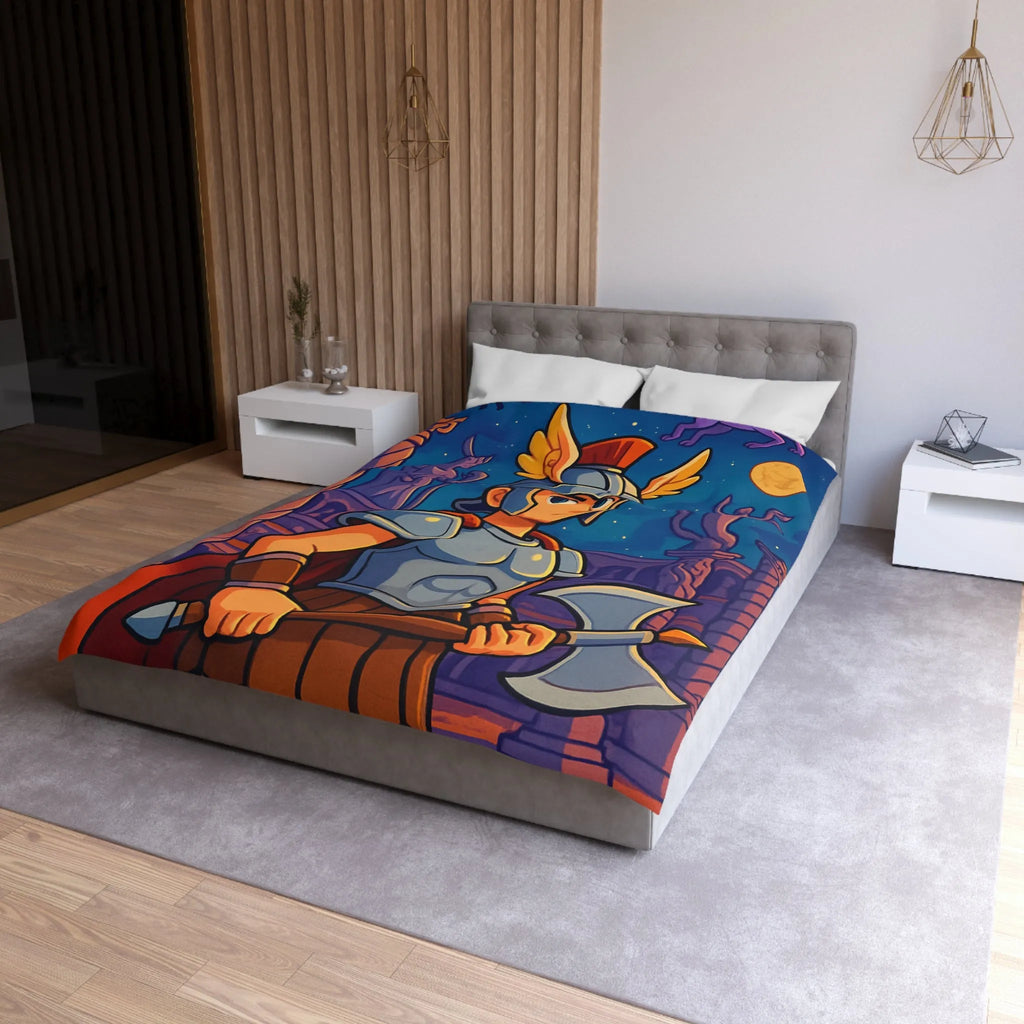 Housse de Couette Inspirée de Guerrier Épique avec Mythologie et Créatures Fantastiques