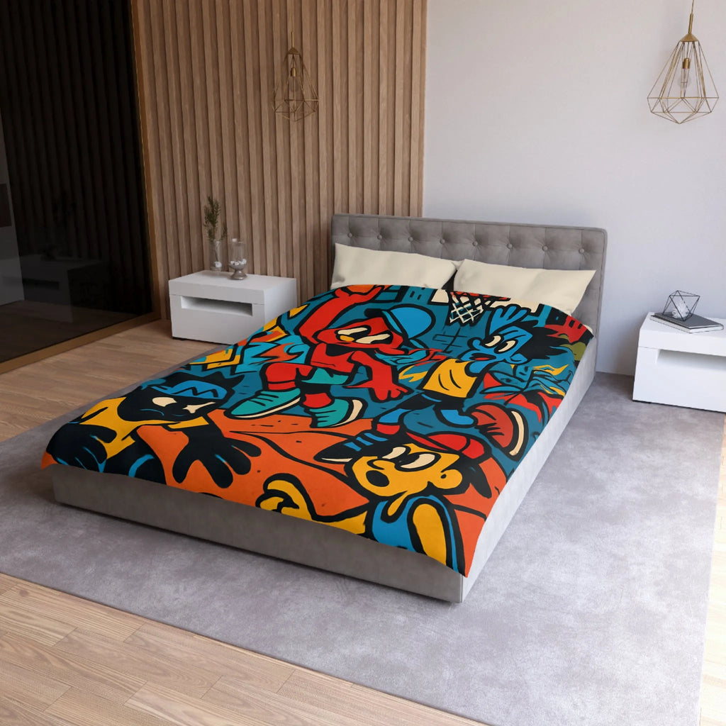 Housse de Couette Microfibre Art Graphique Contemporain Style Décoratif Chambre Tendance