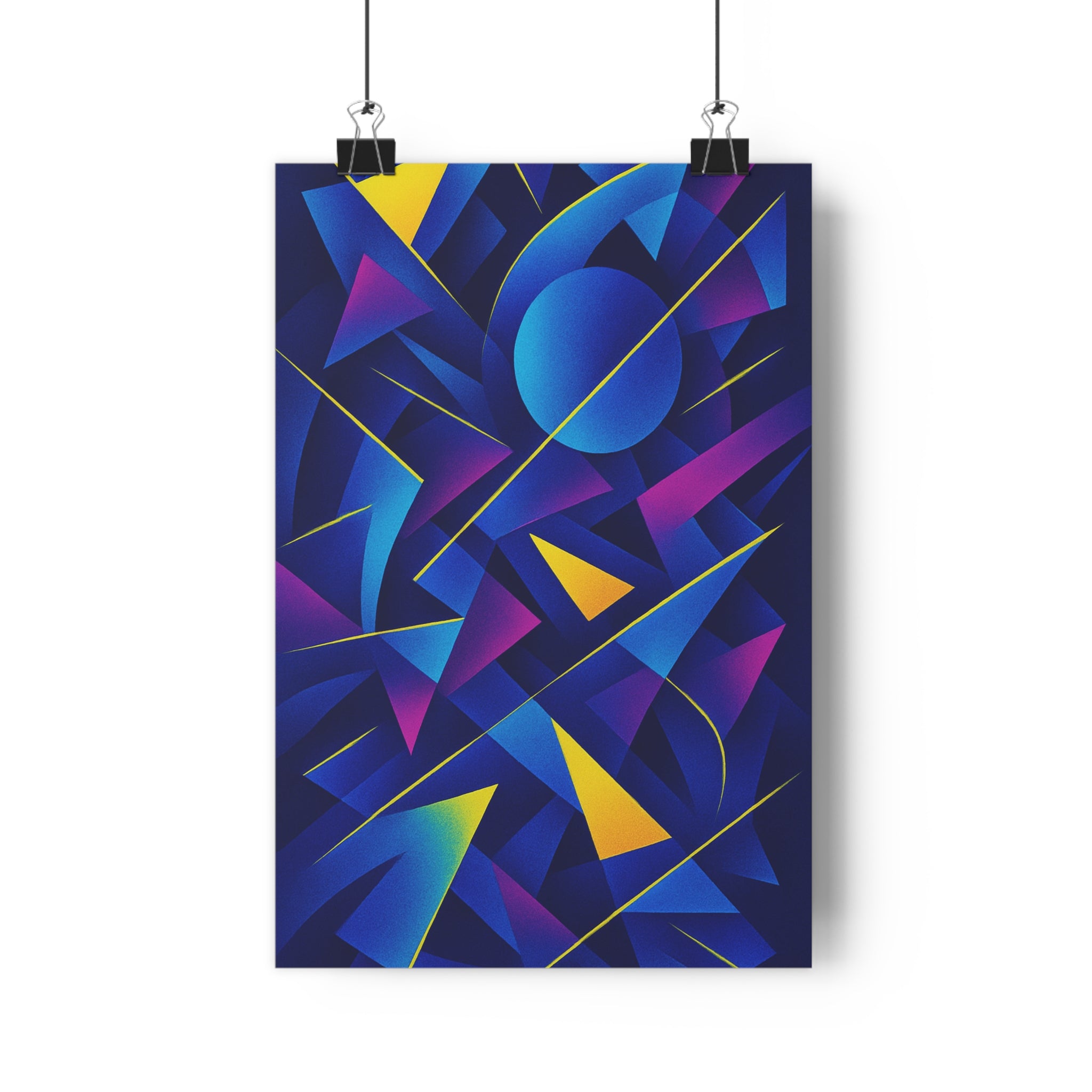 Poster décoratif moderne abstrait néon bleu violet jaune salon bureau électrique artistique dynamique qualité